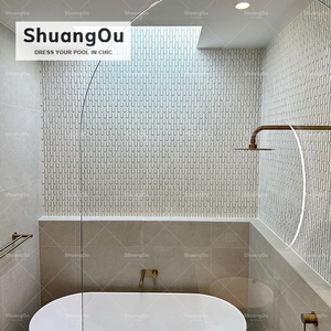 <span class=keywords><strong>Verde</strong></span> vert marbre pierre longue ovale mosaïque inde vert porcelaine carrelage décoration de la maison cuisine dosseret carreaux de céramique - Product Image 2
