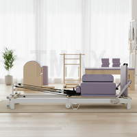 Reformer Pilates en aluminium anodisé pliable à domicile, Reformer Pilates en cuir véritable, lit de Pilates pliable, équipement de Pilates