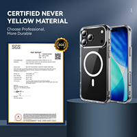 Étui de protection transparent magnétique pour chargement sans fil en TPU et PC pour 17 Pro Max, avec design antichoc et résistant au jaunissement