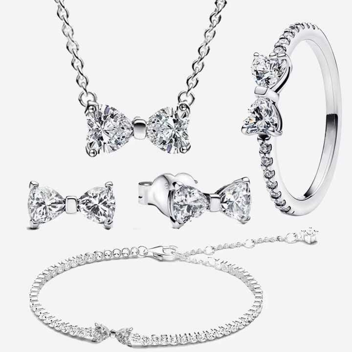 Sterling Silver Rubover Heart Earring & Bracelet Set