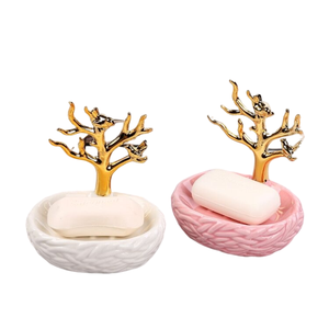 Deliziosa <span class=keywords><strong>Portasapone</strong></span> in Ceramica Rosa con Logo Personalizzato e Api Dorate, Moderno ed Ecologico, un Accessorio da Bagno Dolce ed <span class=keywords><strong>Elegante</strong></span> - Product Image 4