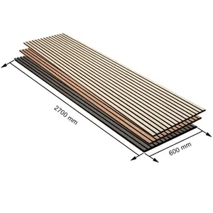 Akupanel PET Wooden Slats Acoustic Wall Panels Fiber Board Soundproof Wall Panels For Bedroom Decors Wall Slat Panels