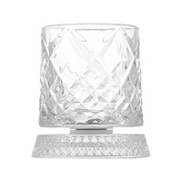 Verre à whisky rotatif de luxe en cristal gravé de diamants, coupe artisanale premium, base pivotante, 280 ml