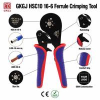 Alat Crimping Ferrule Heksagonal HSC10 16-6 Self-Adjusting Kelas Industri dengan Gagang Plastik Lunak untuk Kabel 0.08-16mm (AWG 28-5)