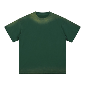 Camisetas de Hombre de Alta Calidad, Estilo Americano, Verano, 100% Algodón, Secado Rápido, Lavadas, Desgastadas, Lisas, Corte Cuadrado, Hombros Caídos - Product Image 1