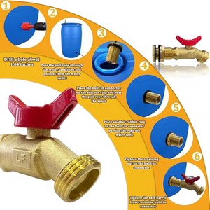 Robinet d'<span class=keywords><strong>eau</strong></span> en laiton massif, filetage 3/4 GHT, vanne pour <span class=keywords><strong>tuyau</strong></span> d'<span class=keywords><strong>arrosage</strong></span>, robinet pour baril de pluie - Product Image 5