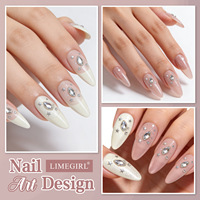 Kit de vernis gel en résine 6 couleurs pour nail art, soak-off UV/LED, avec poudre nude, blanc laiteux, noir à paillettes, noir argenté, effet atmosphère brisée