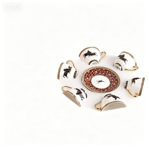 6-Piece Espresso Cup and Saucer Set with Gold Handles (Gift <b>Box</b>) - Product Image 6