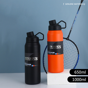 Bouteille d'eau sportive isolée sous vide en acier inoxydable 304 de 650 ml et 1000 ml avec poignée et couvercle, grande capacité, logo personnalisé - Product Image 3