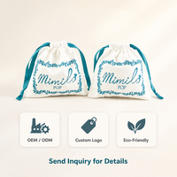 Sac à cordon en coton et lin biodégradable personnalisé avec logo, ruban satiné marron, personnalisable pour bijoux et cadeaux