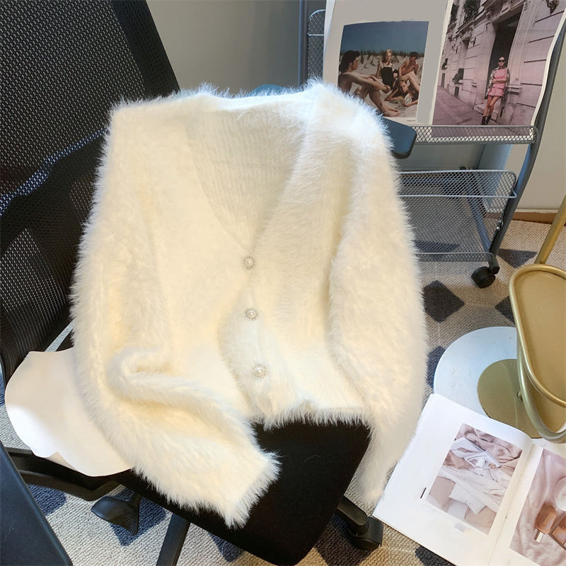 Angora Sweater Fur Sweaters For Women Greek Collar Mohair Sweater