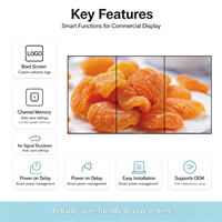 Televisi LCD LED 4K UHD 75 Inci dengan Bezel Kaca Temper 0,65MM Empat Sisi yang Sama, Sistem Splicing, Smart TV Multi-layar, Video Wall
