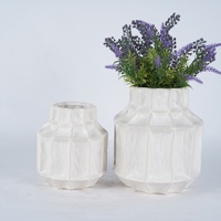 Vas Keramik Embos Buatan Tangan Lian Da, Warna Krem Putih Bertekstur, untuk Bunga Kering, Lavender, Rumput Pampas, Dekorasi Rumah