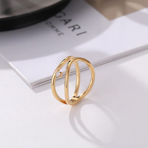 Wholesale <b>Ring</b> Jewelry Women Fashion <b>Adjustable</b> <b>Ring</b> Stainless Steel 18K Gold Plated <b>Ring</b> for Women - Product Image 4
