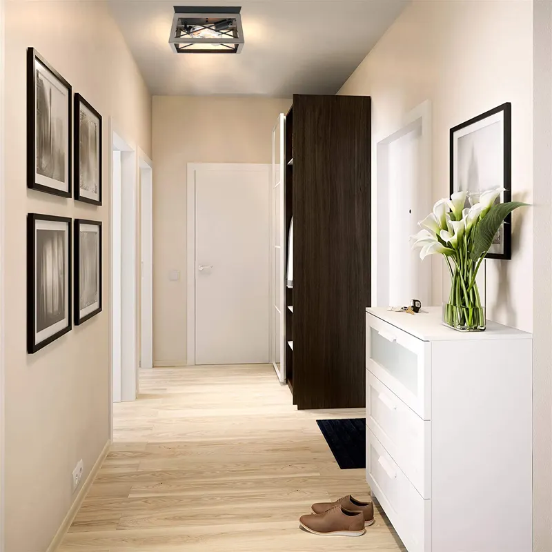 Indoor Flush Mount Lights For Kitchen Art Type Corridor Aisle Grey Wooden Vintage Ceiling Light Cover