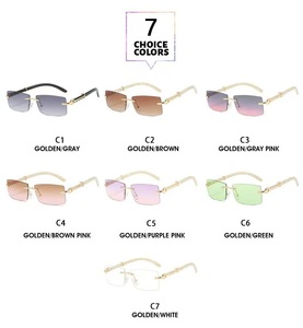 新着<span class=keywords><strong>2025</strong></span>バッファローホーンサングラス男性Oculos De Solファッションリムレスシェード長方形サンメガネ女性用 - Product Image 6