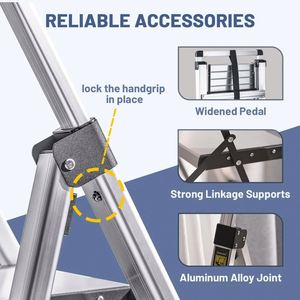 Échelle pliante industrielle moderne en aluminium pour appartement, multifonctionnelle, antidérapante, avec support à outils - Product Image 4