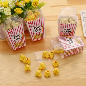 12 Stks/doos Kawaii Voedsel Popcorn Gummen Mooie Potlood Gum Voor Kids Gift Creatieve Koreaanse Briefpapier Nieuwtje