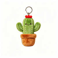 Porte-clés en peluche cactus de haute qualité, rembourrage en coton PP écologique, fabricant de porte-clés en peluche végétal doux et personnalisé