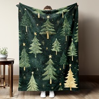 Couverture en flanelle à imprimé forêt de pin vert foncé, douce, chaude, légère, pour canapé, lit, camping, sieste, en polyester