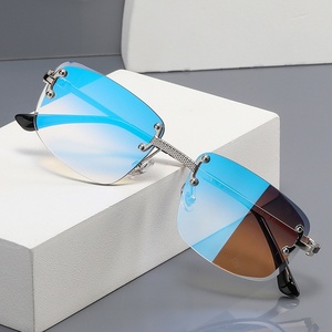 YSM8001 Nuovi Occhiali Senza Montatura Stile Europeo e Americano, Lenti Colorate Personalizzate per Donne, Montatura in Metallo alla Moda con Rivestimento Multiplo UV400 EN166 - Product Image 2