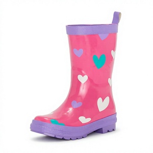 Kids <b>Waterproof</b> Rain <b>Boots</b> Heart Print Rubber Wellies Mid Calf Puddle <b>Boots</b> for Outdoor Garden Play - Product Image 4