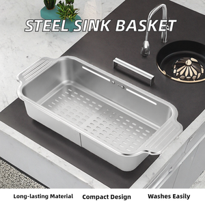 Panier égouttoir de cuisine multifonctionnel rétractable et extensible en acier inoxydable pour laver les fruits et légumes - Product Image 3