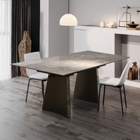 Meubles de salle à manger modernes et luxueux sur mesure, pieds en métal, plateau en céramique, table en verre trempé, pliable, 6 places, à vendre