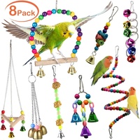 Ensemble de jouets pour oiseaux : Balançoire, clochette suspendue, hamac coloré et jouets à suspendre pour cage, pour perroquets et perruches