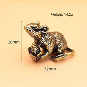 LLavero de metal Latón retro oro tragar bestia ratón Llavero bolsa colgante - Product Image 4