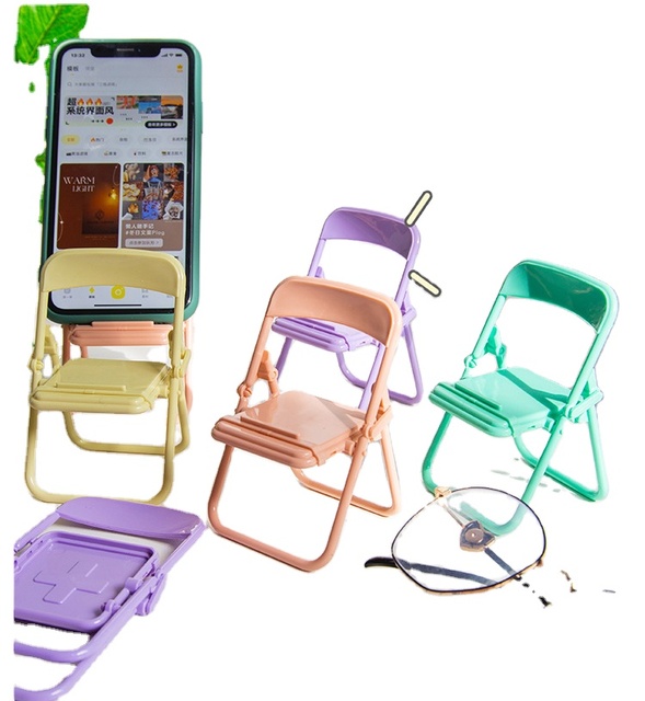 Wholesale Cute Small Chair Phone Holder Foldable Desktop Smartphone Stand Creative Novelty Mini Chair Mobile Phone Holder