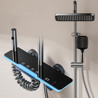 Ensemble de douche combiné de luxe haute pression 4 fonctions avec mitigeur chaud/froid, affichage numérique LED piano et douche pluie pour salle de bain