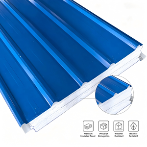 Panneau sandwich isolé en PU, panneau de toiture imperméable, isolation thermique, revêtement mural pour atelier - Product Image 5