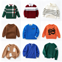 Jungen V-Ausschnitt Strickjacke Einreihig Kinder-Oberbekleidung für Frühling und Herbst, Pullover
