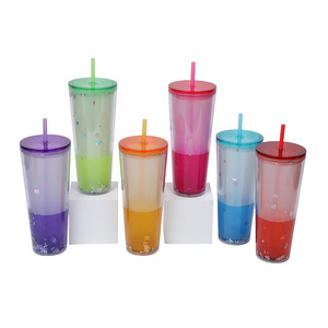 Shang Kou Ai 26oz Double Wall Plastic Straw <b>Cup</b> <b>Reusable</b> Party Drinkware <b>With</b> <b>Lid</b> And Straw For General Use - Product Image 4