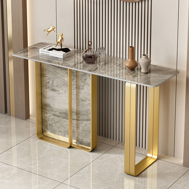 Tablero de piedra gris italiana + marco dorado 120*30*80