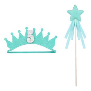 Suministros para Fiestas de Graduación, Cumpleaños y Ramadán, Corona, Diadema, Varita Mágica de Hada, Juego de 2 Piezas, Tela Hecha a Mano con Brillantina - Product Image 2