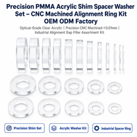 Kit d'alignement personnalisé en PMMA acrylique transparent de qualité optique, usiné CNC, comprenant rondelle plate, entretoise, anneau isolant, tolérance 0,005, OEM