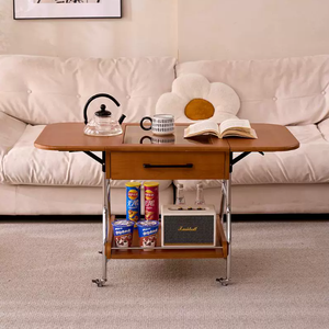 <span class=keywords><strong>Tavolino</strong></span> da Caffè in Legno Massello, Lusso Leggero, Sensazione di Alta Qualità, <span class=keywords><strong>Tavolino</strong></span> <span class=keywords><strong>Pieghevole</strong></span>, Arredamento Soggiorno, <span class=keywords><strong>Tavolino</strong></span> Mobile con Bordo Elegante - Product Image 3