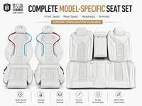 Nouvelles Housses de Sièges de Voiture Sur Mesure de Luxe en Cuir Sport Perforé, Modèle Spécifique, Ensemble Complet, Accents Tricolores, OEM ODM