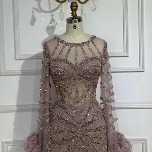 Serene Hill LA72708A Abito da Sera Rosso con Scollo Rotondo, Sirena e Perline, Maniche a Volant, <span class=keywords><strong>Vestito</strong></span> Formale da Festa per <span class=keywords><strong>Donna</strong></span> - Product Image 6