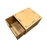 Caja de regalo de cajón de papel corrugado Kraft personalizada con cinta de logotipo para reloj de papelería-Relieve de laminación mate