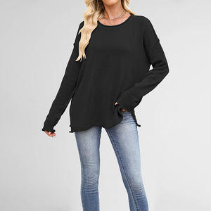 Nuovo Maglione Pullover <span class=keywords><strong>Basic</strong></span> da <span class=keywords><strong>Donna</strong></span> Coreano Autunno Inverno 2026 in Acrilico Lavorato a <span class=keywords><strong>Maglia</strong></span> Tinta Unita Girocollo Ampio Versatile - Product Image 3