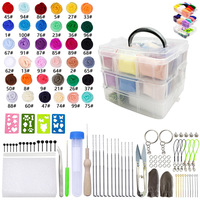 Kit de feutrage à l'aiguille, 10-72 couleurs Kit de feutrage en laine Kits de feutrage pour débutants avec aiguilles à feutrer pour fournitures de bricolage avec sac