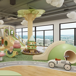 Équipement de terrain de jeu intérieur écologique pour enfants <span class=keywords><strong>avec</strong></span> toboggans et cabane dans les arbres - Certifié CE, taille/couleur personnalisables, usage commercial - Product Image 2