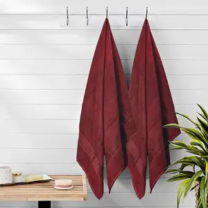 Good Quality 100% Cotton Bath Sheet Towel Luxury Burgundy Color Combed Pure Cotton Hand Towel