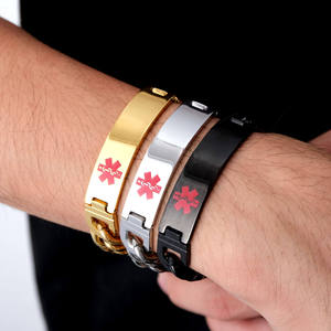 กำไลข้อมือแจ้งเตือนทางการแพทย์ Lanson DIY ขายส่ง กำไลสัญลักษณ์ทางการแพทย์สแตนเลสขนาด 12 มม. กำไลข้อมือแจ้งเตือนทางการแพทย์แบบ DIY - Product Image 2