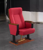 Chaise de théâtre rotative rembourrée en tissu rouge élégant et pratique avec bureau en bois rabattable pour auditoriums et conférences