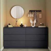 Commode moderne de grande taille avec grand support de rangement Commode noire Panneau de bois pour meubles de salon