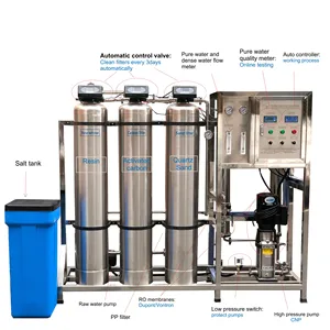 Purificateur/filtre de deau 500 litres par heure systeme osmose inverse usine de dessalement Ro pour la production